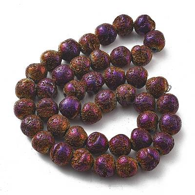 Electroplated Natural Lava Rock Beads Strands G-A251-D01-01B-1