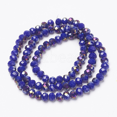 Electroplate Opaque Glass Beads Strands EGLA-A034-P8mm-F14-1
