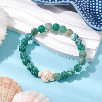 Dyed Natural Weathered Agate Round Beads Stretch Bracelets BJEW-JB11078-05-1