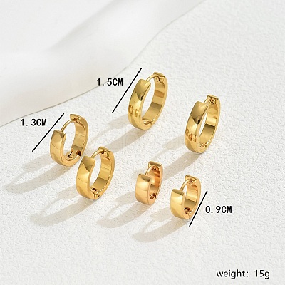3 Pairs Vintage Smooth Brass Hoop Earring Sets MK3125-2-1