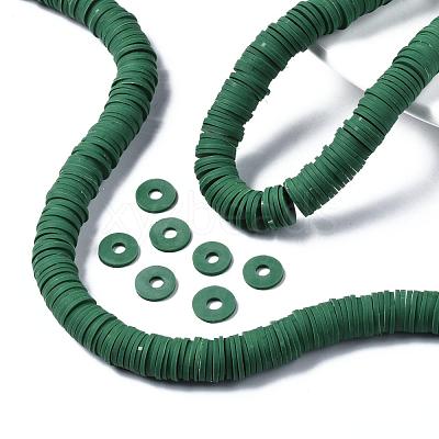 Flat Round Handmade Polymer Clay Beads CLAY-R067-10mm-46-1