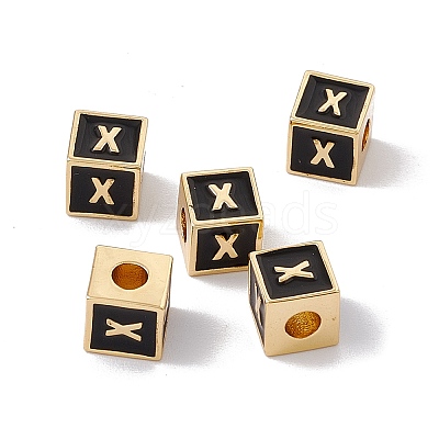 Rack Plating Brass Enamel Beads KK-B060-04G-01X-1