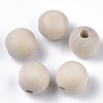 Unfinished Natural Wood Beads WOOD-Q041-04B-1