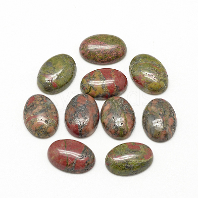 Natural Unakite Cabochons X-G-R415-13x18-36-1