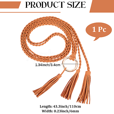 Handmade Imitation Leather Braided Rope Tie Belts AJEW-WH20006-398B-1