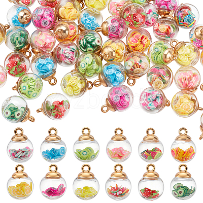 96Pcs 12 Colors Clear Glass Pendants FIND-ME0003-40-1