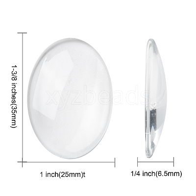 Transparent Oval Glass Cabochons GGLA-R022-35x25-1