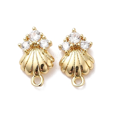 Brass Cubic Zirconia Stud Earring Finding KK-Q048-15G-1