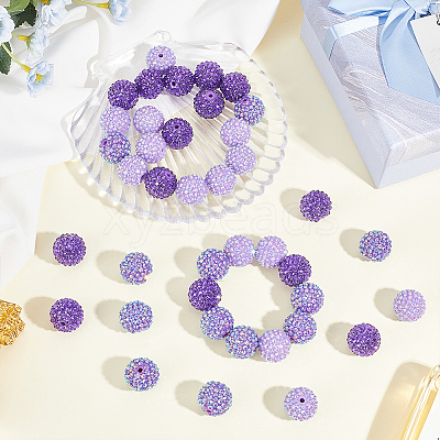 45Pcs 3 Colors Resin Rhinestone Bubblegum Ball Beads RESI-ME0001-38-1