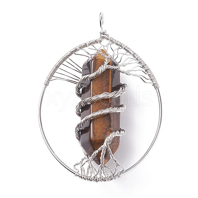 Natural Tiger Eye Big Pendants G-F702-02P-E-1