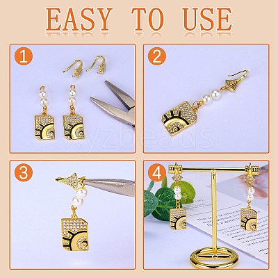 10 Pair Brass Micro Pave Clear Cubic Zirconia Earring Hooks ZIRC-SZ0005-01-1