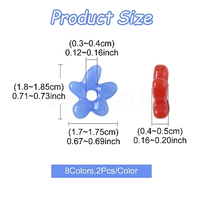 16Pcs 8 Colors Handmade Lampwork Beads LAMP-FS0001-28-1
