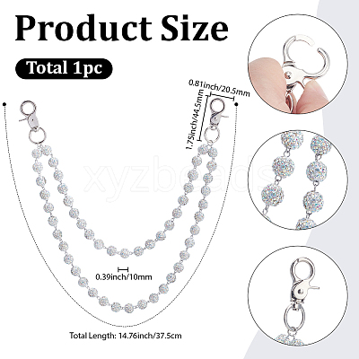 1Pc Polymer Clay Rhinestone Round Beaded Pants Chains AJEW-BM0001-29B-02-1