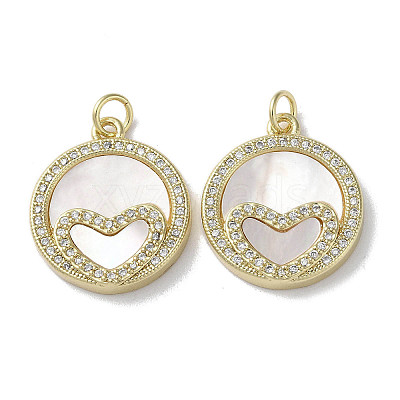 Brass Micro Pave Cubic Zirconia Pendants KK-G485-34J-G-1