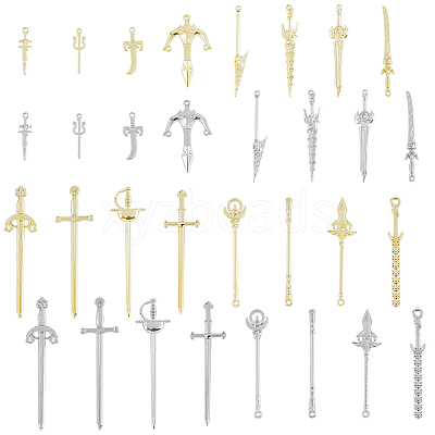 32Pcs 32 Style Rack Plating Alloy Big Pendants FIND-FH0008-06-1