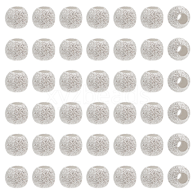 50Pcs Round 925 Sterling Silver Textured Beads STER-PH0001-66-1