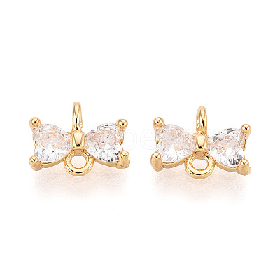 Brass Pave Clear Cubic Zirconia Connector Charms KK-T078-03G-02-1