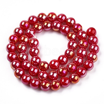 Electroplate Opaque Glass Beads Strands GLAA-T032-P10mm-AB04-1