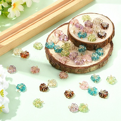 60Pcs 6 Colors Acrylic Pendants PALLOY-YW00167-1