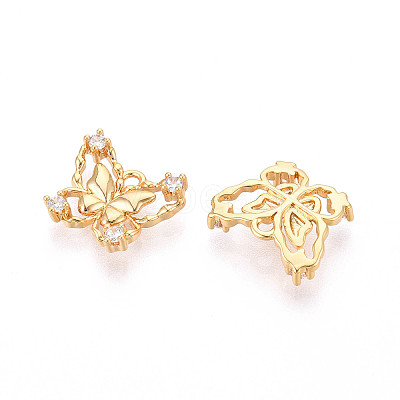 Brass Micro Pave Cubic Zirconia Charms KK-N263-77A-G-1