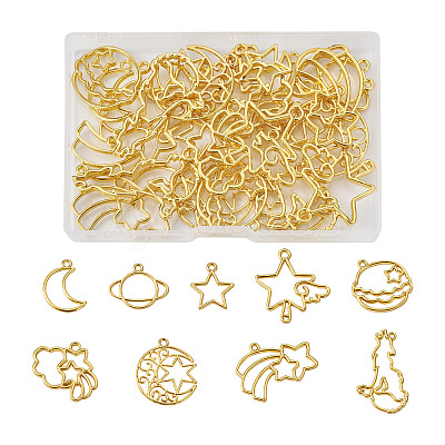 36Pcs 9 Styles Alloy Open Back Bezel Pendants FIND-CW0001-22-1