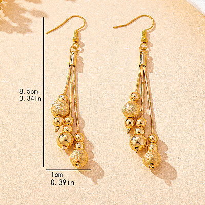 Brass Round Bead Tassel Dangle Earrings for Women WGC3478-01-1