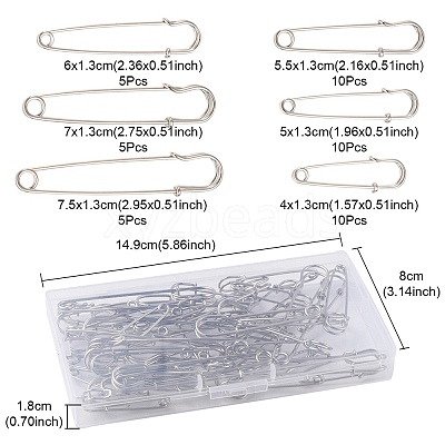 45Pcs 6 Size Iron Kilt Pins Brooch Clasps Jewelry Findings IFIN-YW0001-73-1