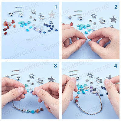 DIY Gemstone Bead Stretch Bracelets Making Kits DIY-SC0012-17-1