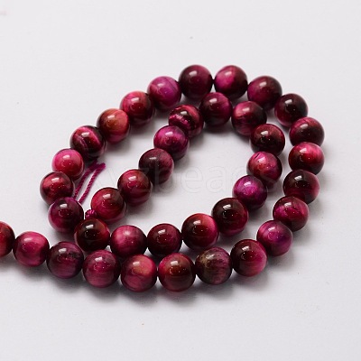 Natural Tiger Eye(Dyed & Heated) Round Beads Strands G-E329-6mm-40D-1