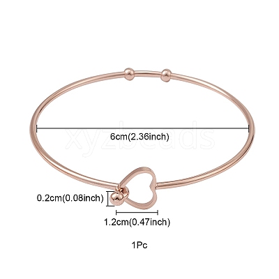 Stainless Steel Hollow Out Heart Bangle BJEW-YW0001-08RG-1