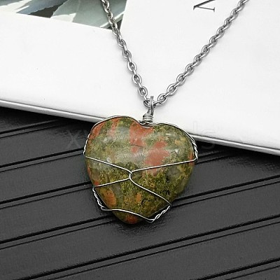 Natural Unakite  Pendant Necklaces CY8832-9-1