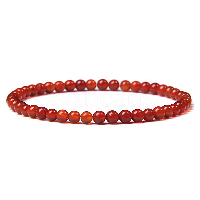 4mm Round Natural Carnelian Beads Bracelet for Men KG3069-11-1