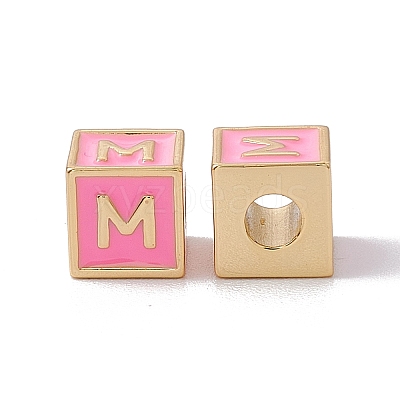 Rack Plating Brass Enamel Beads KK-B060-04G-05M-1