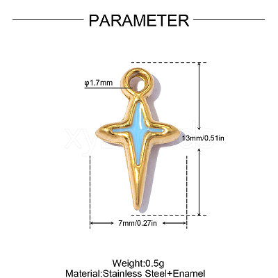 304 Stainless Steel with Light Sky Blue Enamel Charms SA-OY002-19G-1