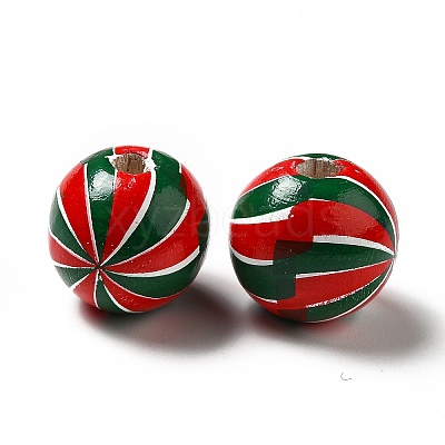 Christmas Theme Printed Natural Wooden Beads WOOD-L020-A05-1