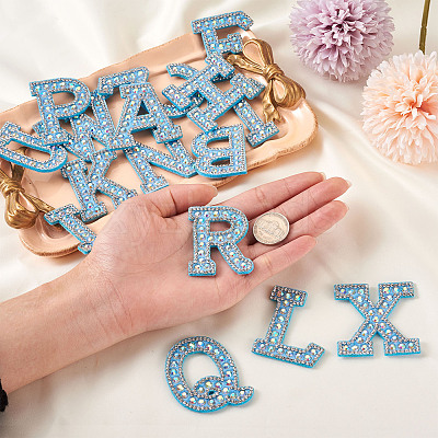 Alphabet Resin Rhinestone Patches DIY-TAC0005-45F-1