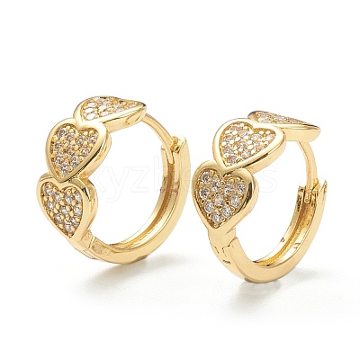 Brass Micro Pave Clear Cubic Zirconia Huggie Hoop Earrings EJEW-A058-15G-1