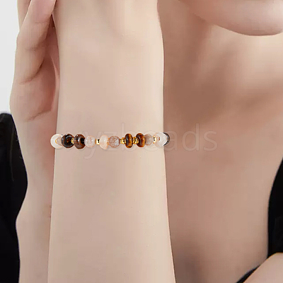 30Pcs Natural Tiger Eye European Beads G-SP0001-01A-02-1