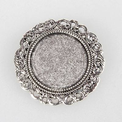 Tibetan Style Alloy Brooch Cabochon Settings X-PALLOY-N0085-70AS-1