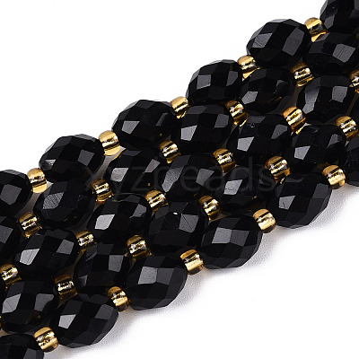 Natural Black Obsidian Beads Strands G-N342-53-8x6-01-1