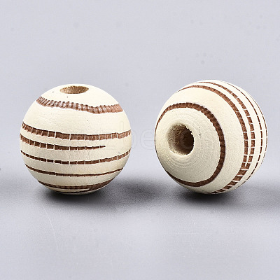 Painted Natural Wood Beads X-WOOD-T021-54B-12-1