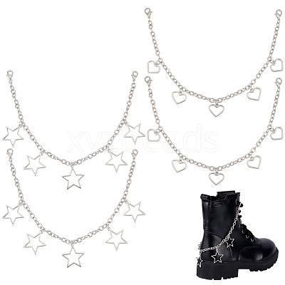 4Pcs 2 Styles Alloy Boot Strap Chains AJEW-DR0002-16-1