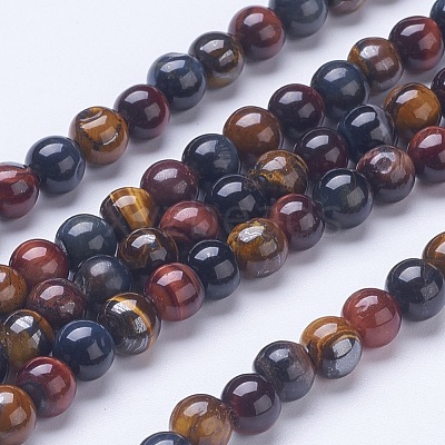 Natural Multi-Color Tiger Eye Beads Strands G-D855-07-6mm-1