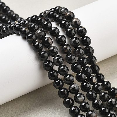 Natural Black Tourmaline Beads Strands G-Q031-A01-6mm-1