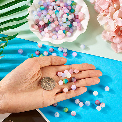 200Pcs 10 Colors Crackle Glass Beads Strands GLAA-TA0003-31B-1