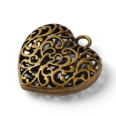 Hollow Tibetan Style Alloy Heart Pendants TIBEP-S095-AB-NR-1