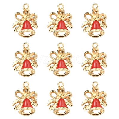 20Pcs Christmas Bell Alloy Enamel Pendants ENAM-YW0006-08-1
