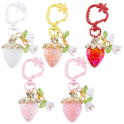 5Pcs Acrylic Strawberry Pendant Decoration KEYC-GA00006-02-1