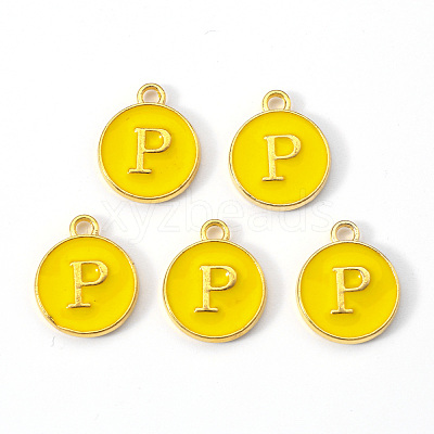 Golden Plated Alloy Enamel Charms X-ENAM-S118-09P-1