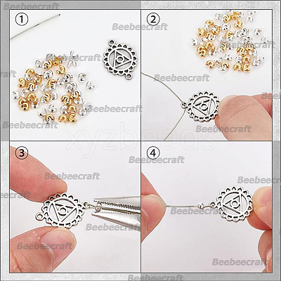 200Pcs 8 Style 304 Stainless Steel Crimp Beads Covers STAS-BBC0007-15-1
